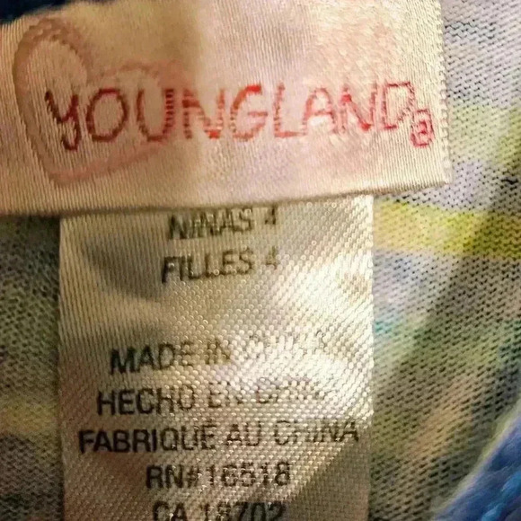 Youngland Girls Blue and Green Sleeveless Striped Floral Sundress Size 4 - Picture 4 of 10